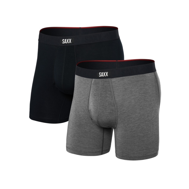 SAXX Bokserki Vibe Xtra Soft Comfort Boxer Brief Fly czarne/szare męskie - 2 sztuki